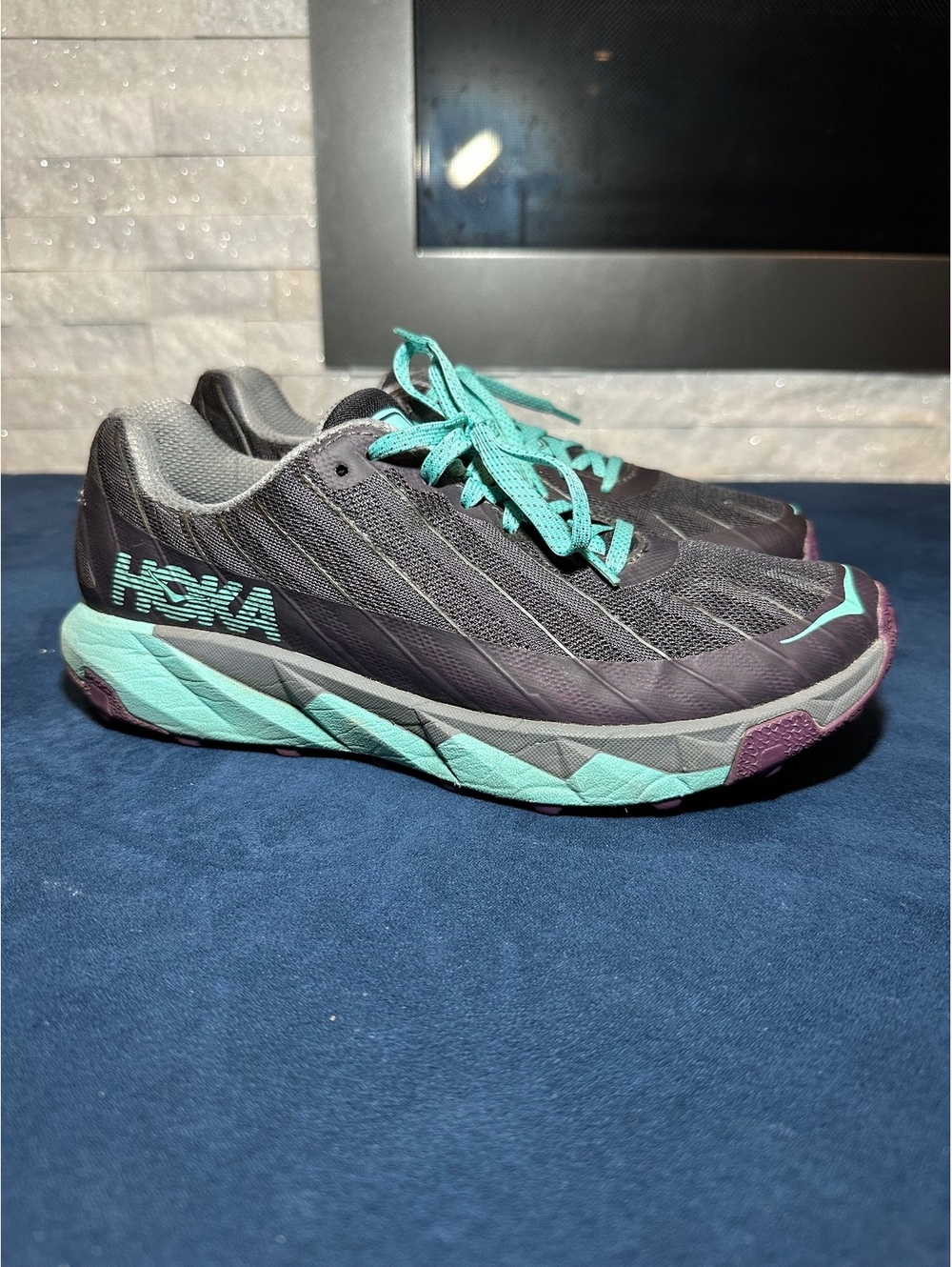 HOKA One One Torrent Women’s 8.5 Trail Running Shoes Black Teal 1097755
